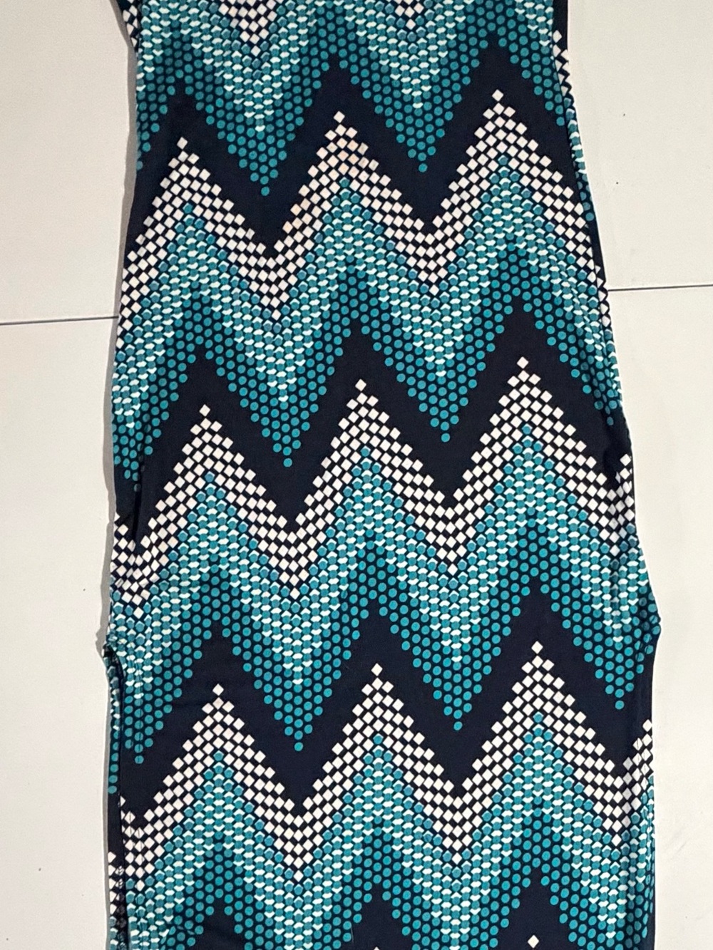 Chevron Print Pencil Skirt in Teal and Navy - Women